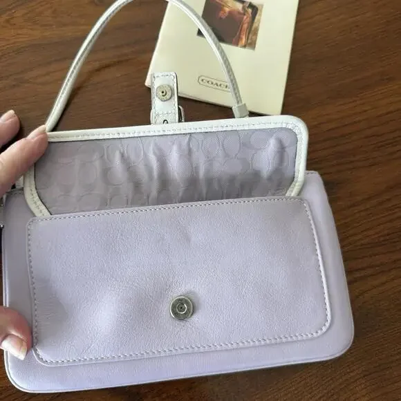 VTG Coach Wristlet Wallet Bag Envelope Clutch Lavender/Lilac Leather W/Dustbag - Picture 3 of 9